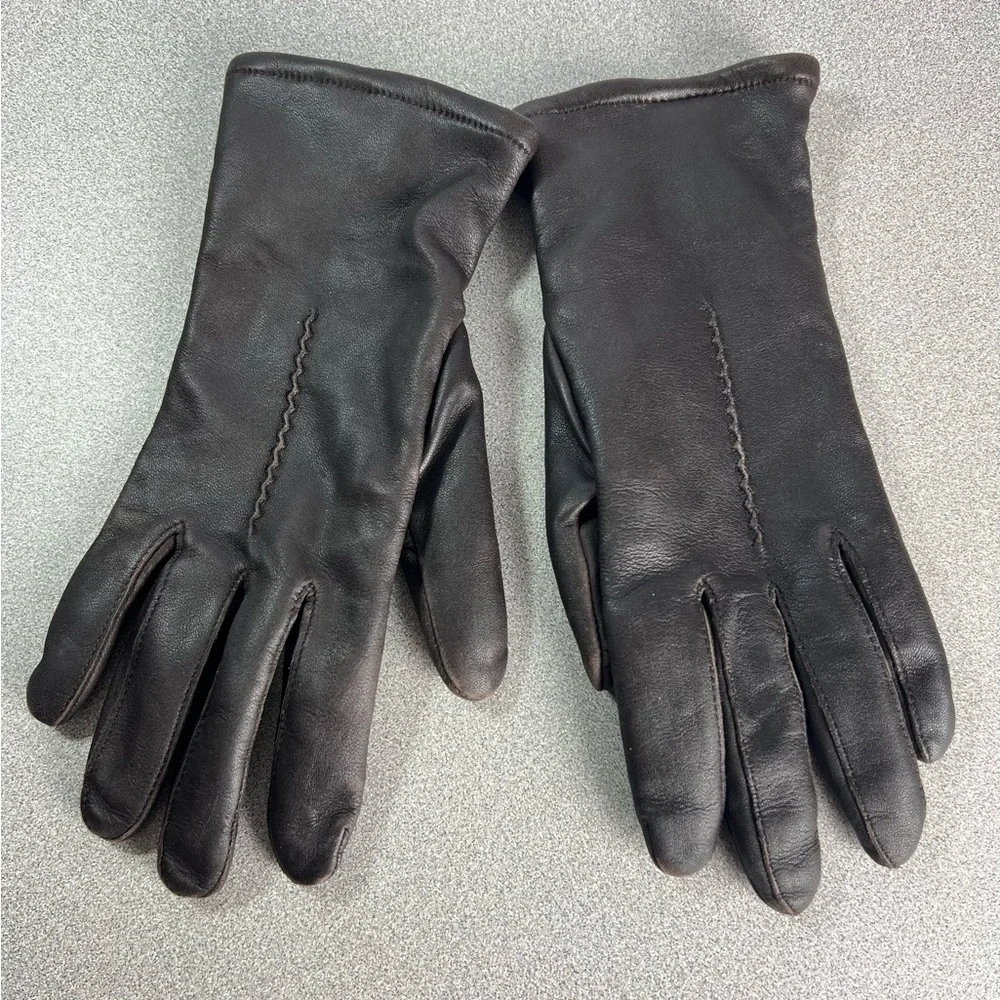 Vintage‎ Fownes Leather Gloves in Brown fully lined warm Driving size 7.5